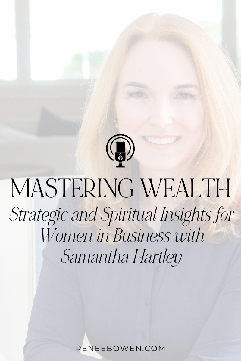 podcast cover art with smiling woman with blond hair and words that say mastering wealth