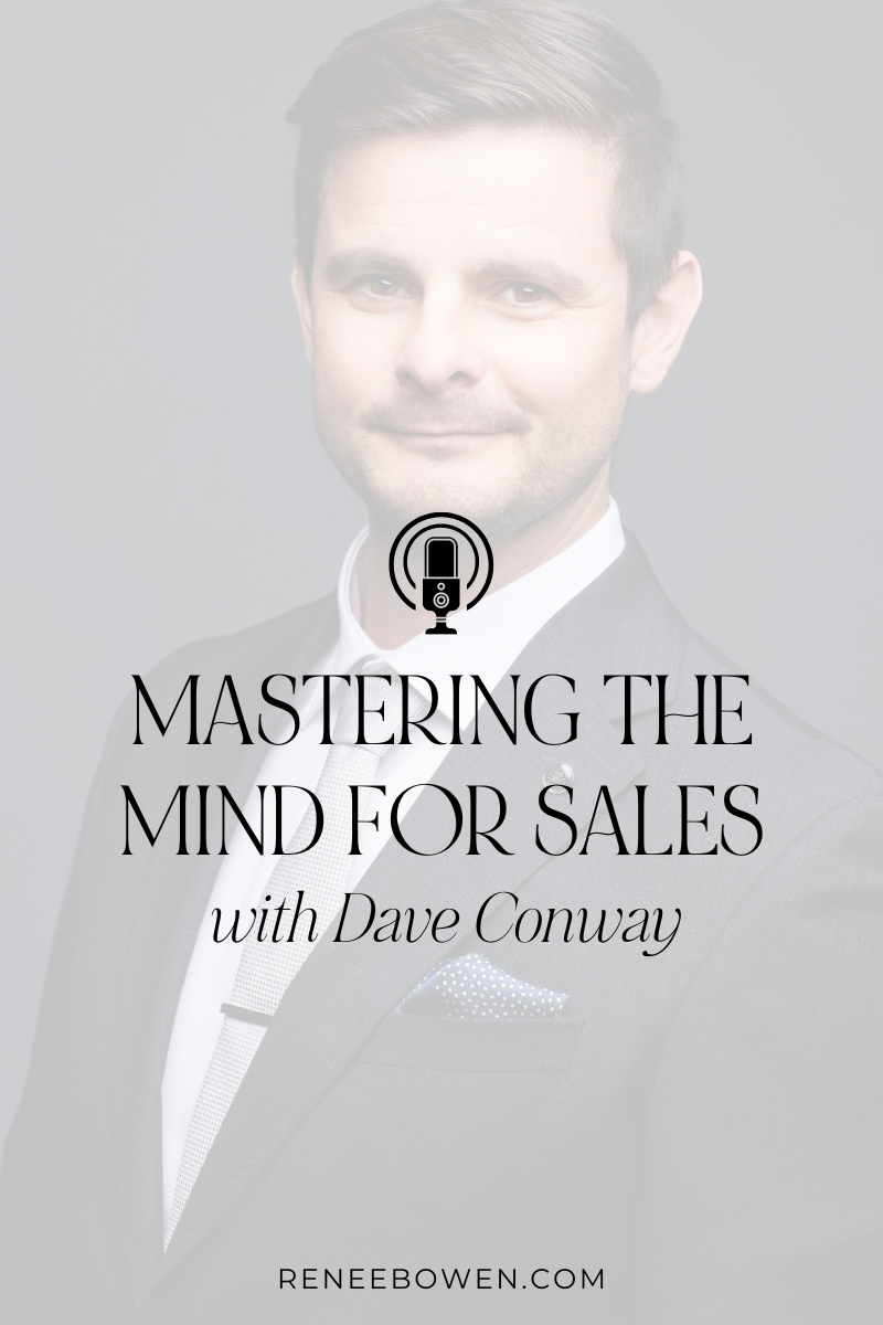 blog title card for podcast of a man in a suite smiling at camera with the words mastering the mind for sales in text