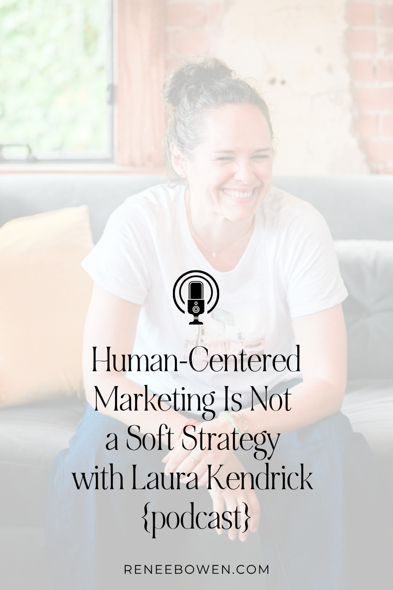 human centered marketing blog thumbnail of a woman sitting down laughing wearing a white t shirt and jeans